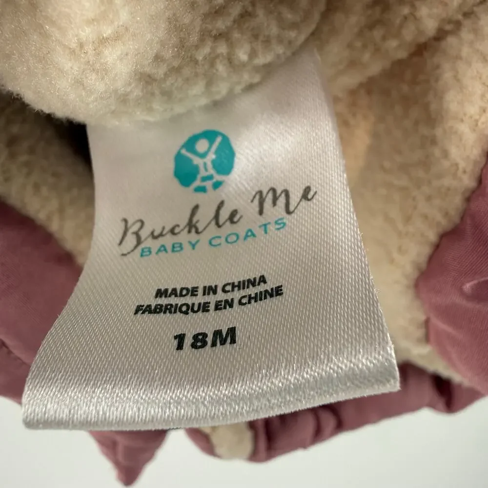 Buckle Me Baby Coat Size 18M Car Seat Safety Toddler Girls Pink Puffer Jacket